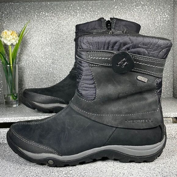 Merrell Dewbrook Zip Waterproof Winter Boots Leather Shoes Outdoor Rain Size 7 - Picture 1 of 10